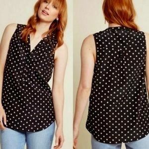 Modcloth Summer Top 🌿 Myrtlewood Sleeveless Polka Dot Top